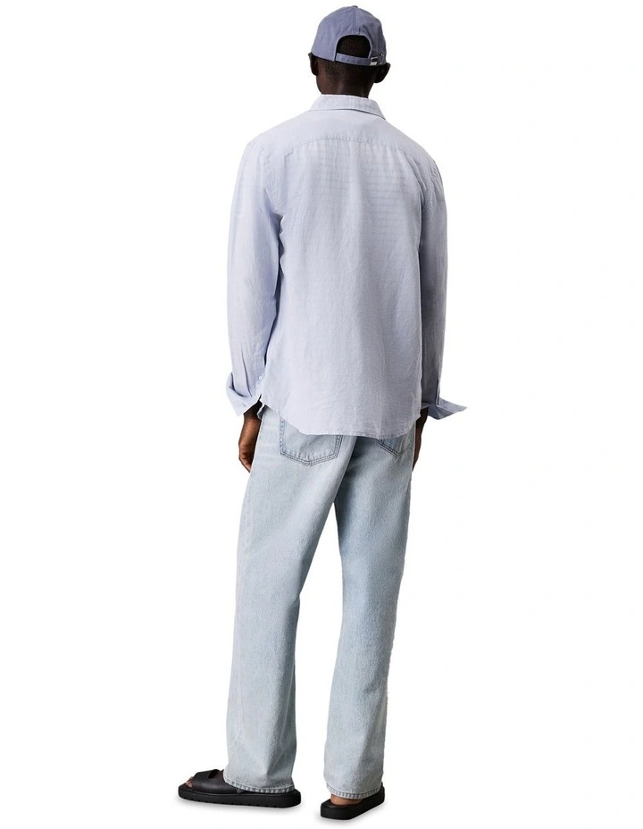 Linen Cotton Long Sleeve Shirt in Zen Blue image 2