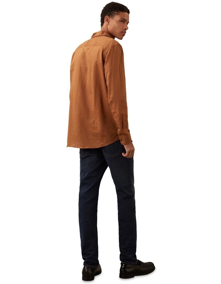 Linen Cotton Long Sleeve Shirt in Nuthatch image 2