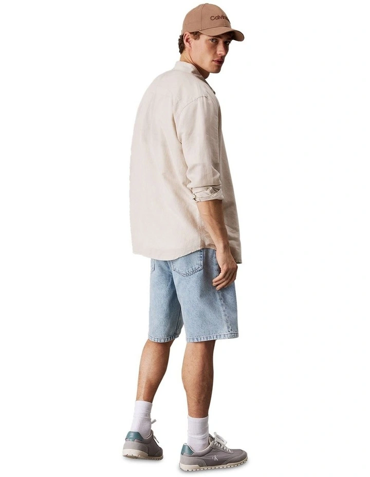 Linen Cotton Long Sleeve Shirt in Grey image 2