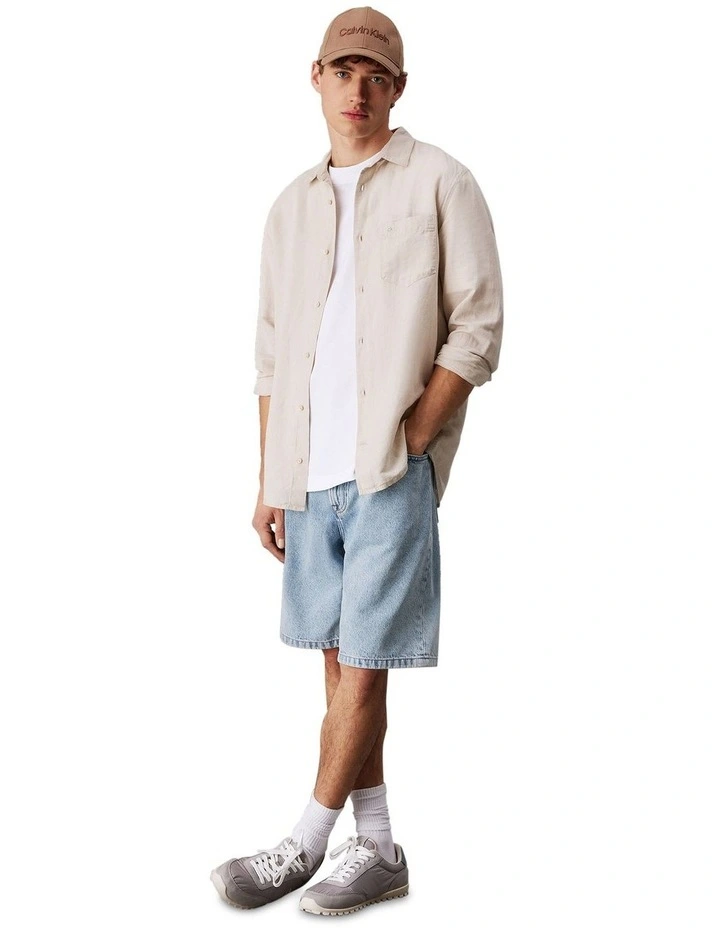 Linen Cotton Long Sleeve Shirt in Grey image 4