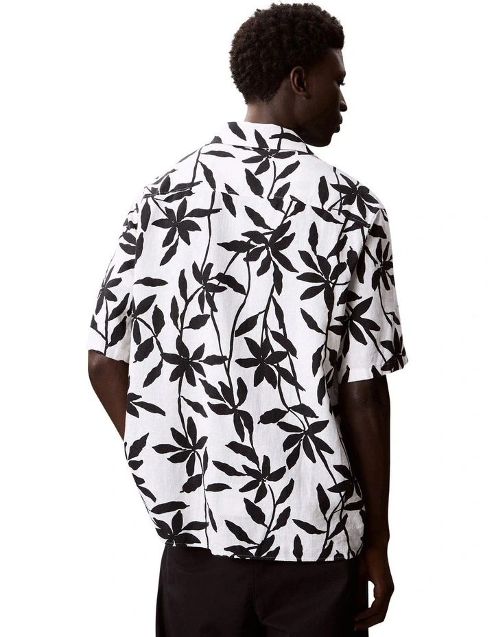 Camp Collar Aop Linen Relaxed Short Sleeve Shirt in Antique White image 2