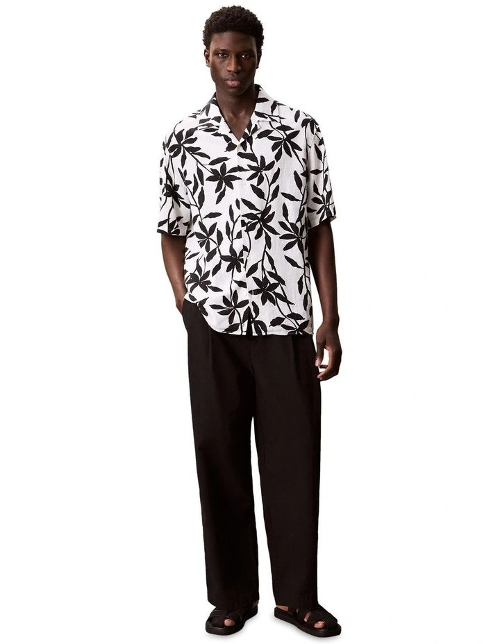 Camp Collar Aop Linen Relaxed Short Sleeve Shirt in Antique White image 5