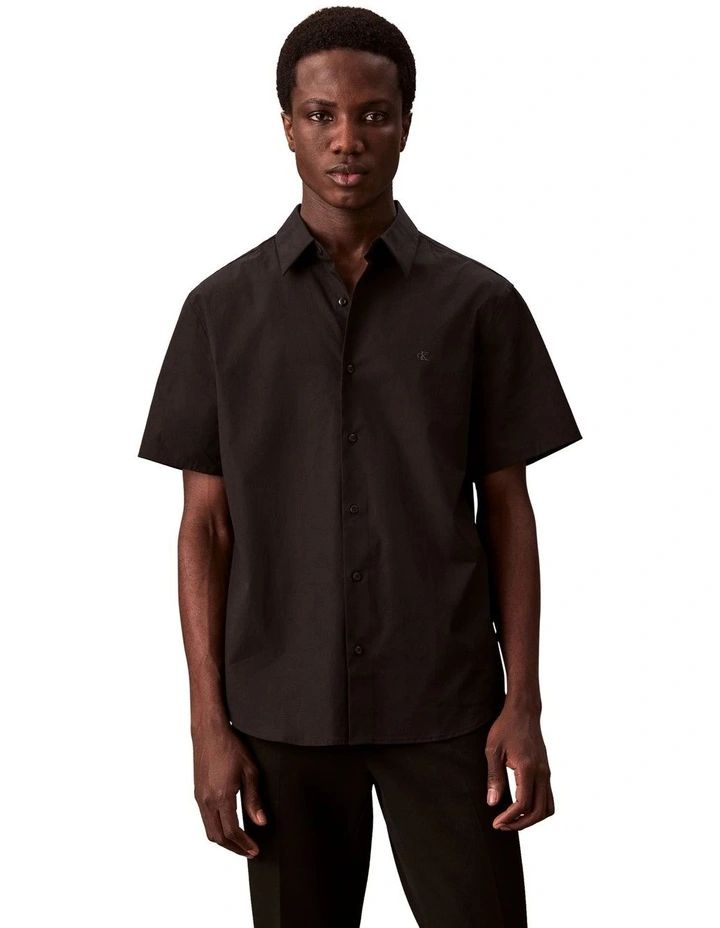 Solid Stretch Classic Short Sleeve Shirt in Black image 1