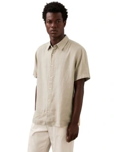 Short Sleeve Linen Shirt Aluminium