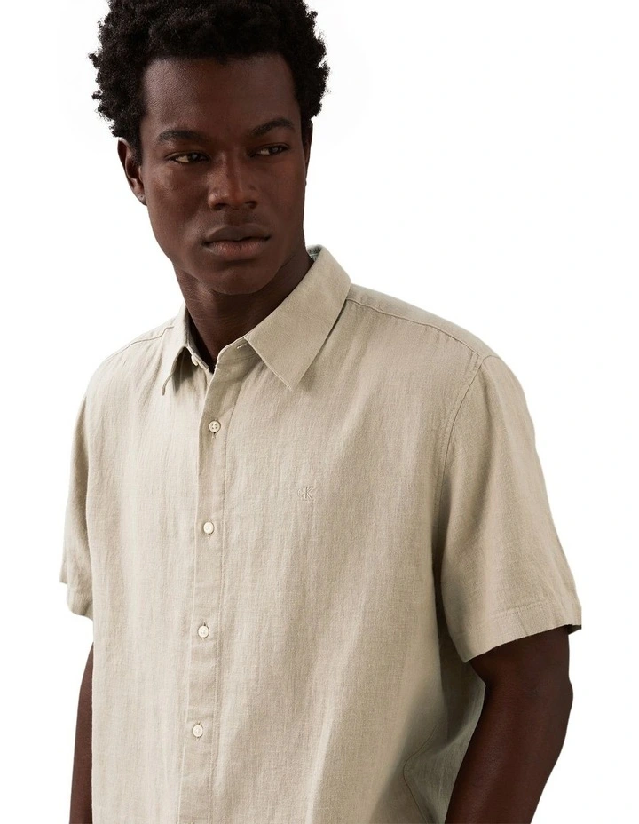 Short Sleeve Linen Shirt Aluminium image 3