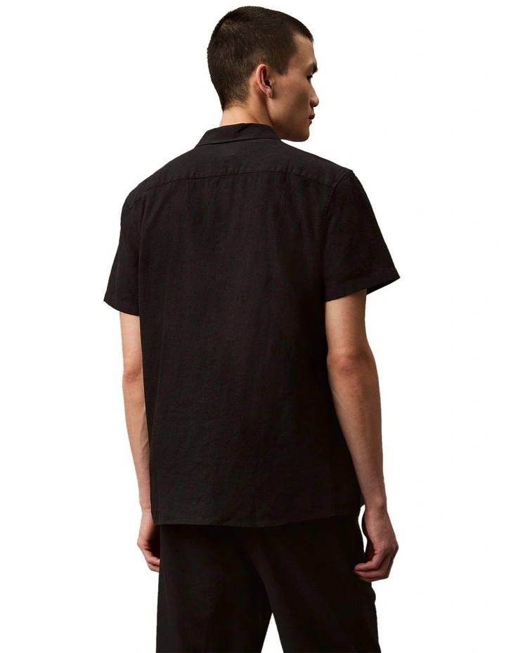 Short Sleeve Linen Shirt Black image 2