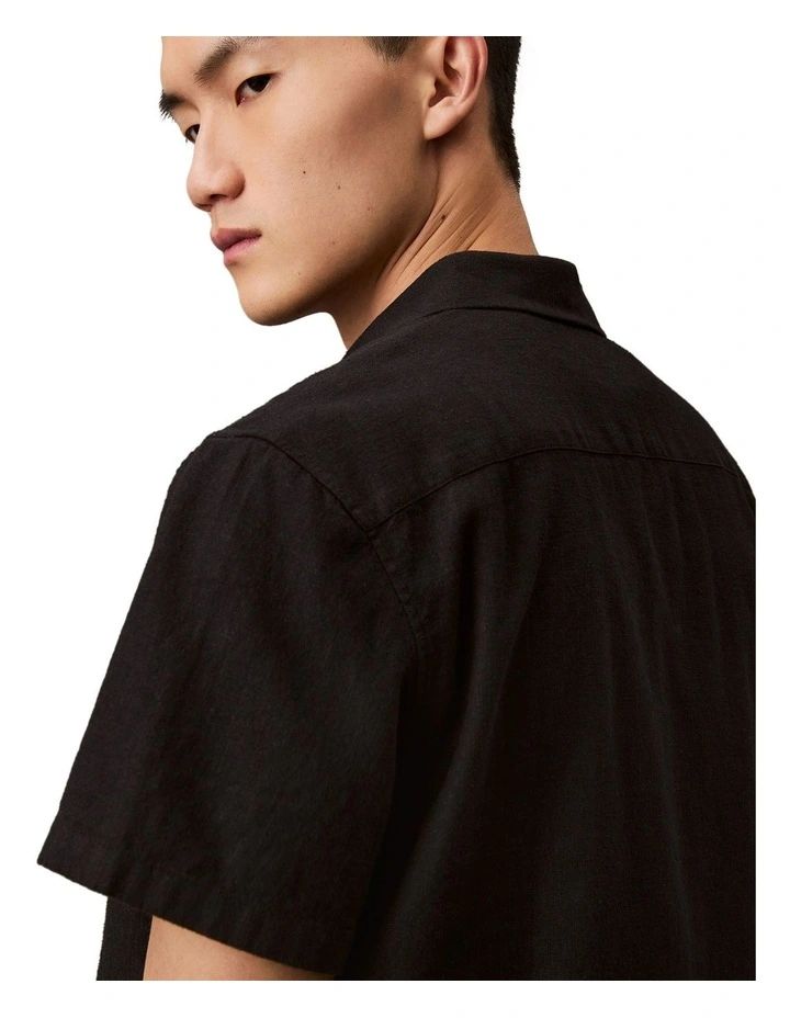 Short Sleeve Linen Shirt Black image 4