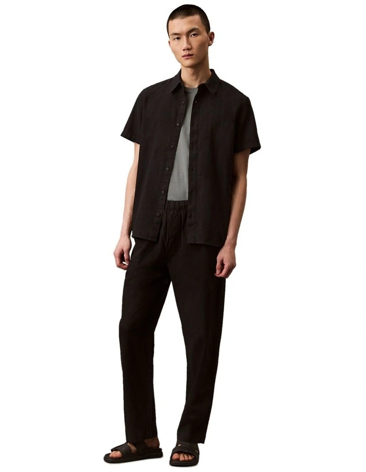 Short Sleeve Linen Shirt Black image 5