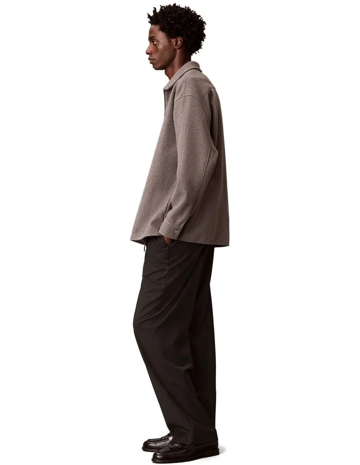 Faux Wool Snap Botton Long Sleeve Shirt in Medium Grey Heather image 5