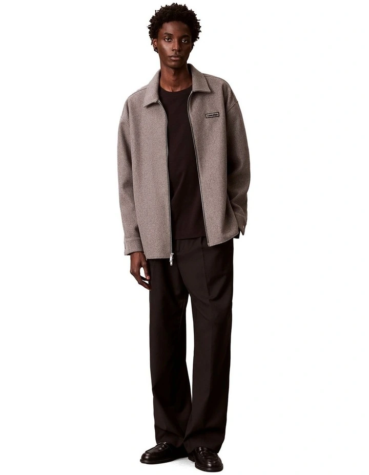 Faux Wool Snap Botton Long Sleeve Shirt in Medium Grey Heather image 6