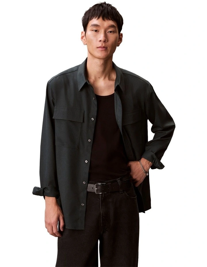 Melange PV Easy Long Sleeve Shirt in Fatigue image 1