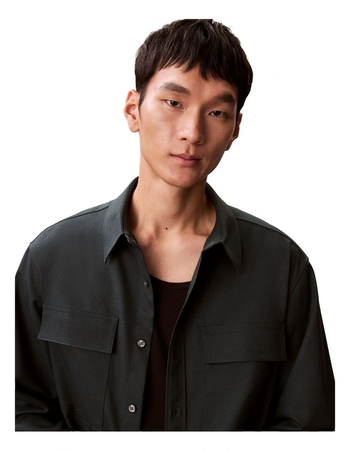 Melange PV Easy Long Sleeve Shirt in Fatigue image 3