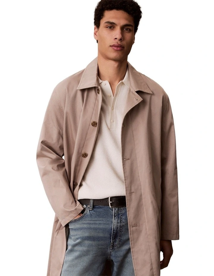 Cotton Waffle Short Sleeve Polo Shirt in Cream image 4