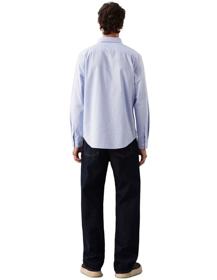 Solid Oxford Classic Long Sleeve Shirt in Blue Descent image 2