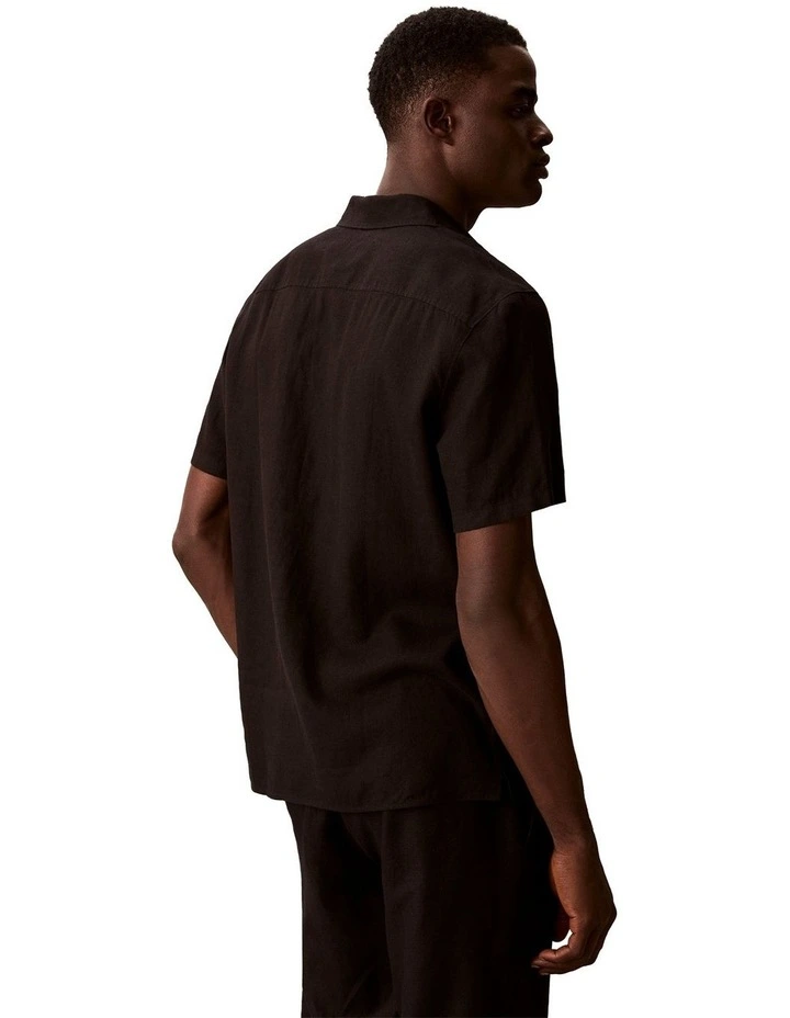 Classic Linen Short Sleeve Shirt in Brown image 2