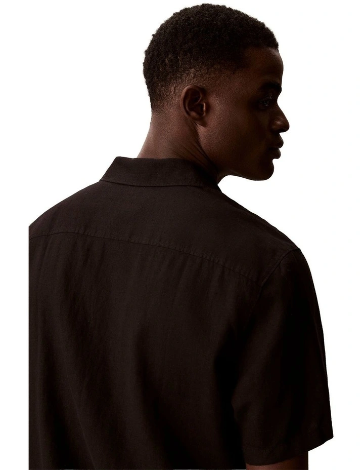 Classic Linen Short Sleeve Shirt in Brown image 4