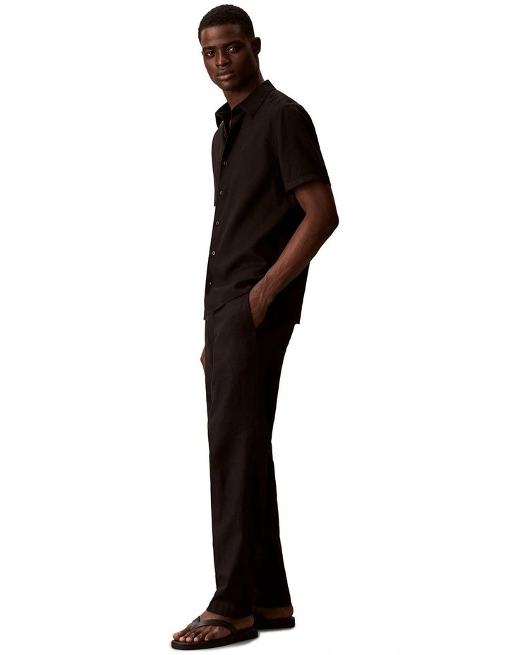 Classic Linen Short Sleeve Shirt in Brown image 5