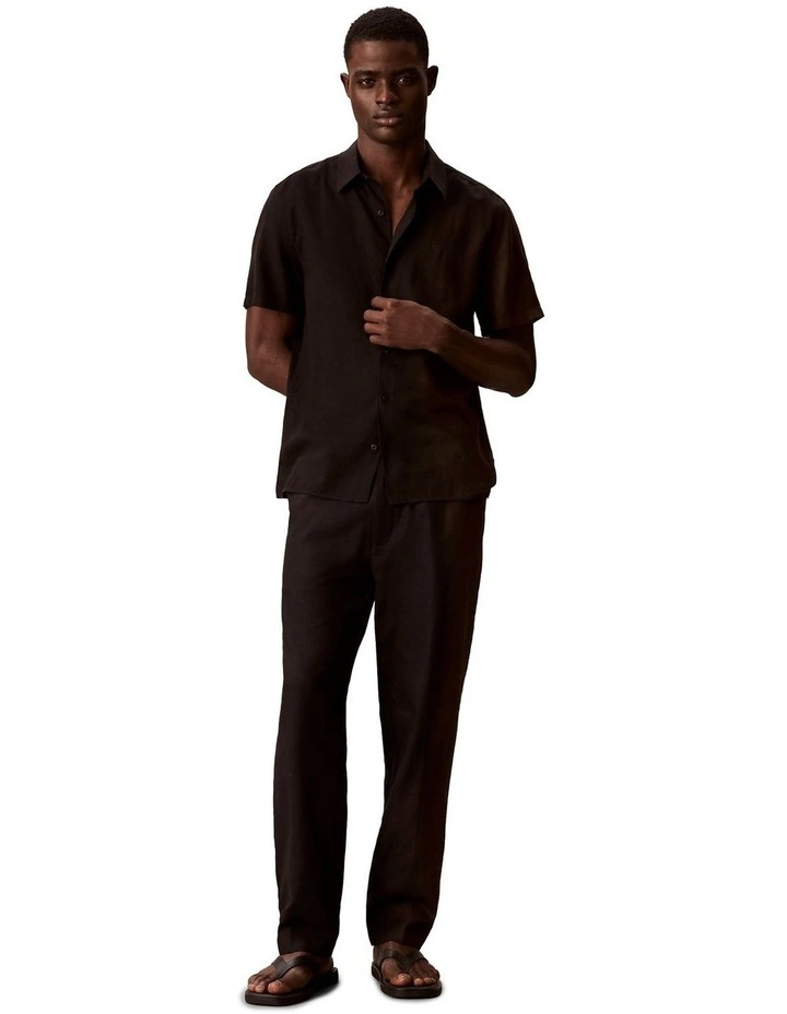 Classic Linen Short Sleeve Shirt in Brown image 6