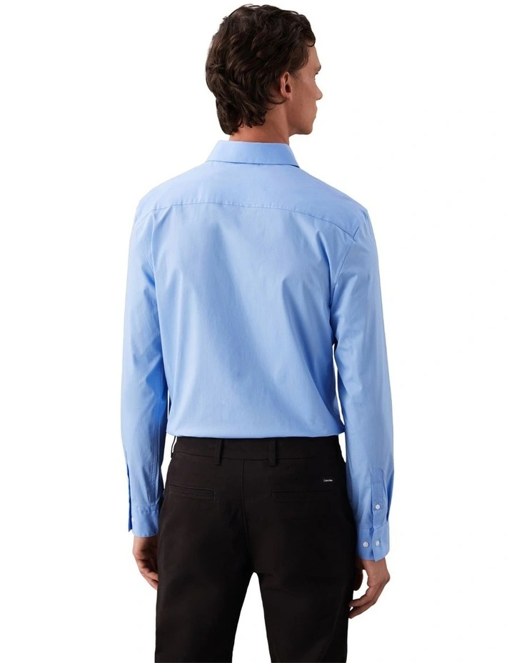 Solid Stretch Slim Long Sleeve Shirt in Blue Descent image 2