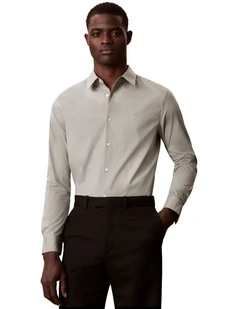 Solid Stretch Slim Long Sleeve Shirt in Shadow