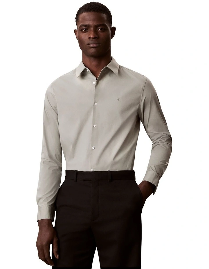 Solid Stretch Slim Long Sleeve Shirt in Shadow image 1