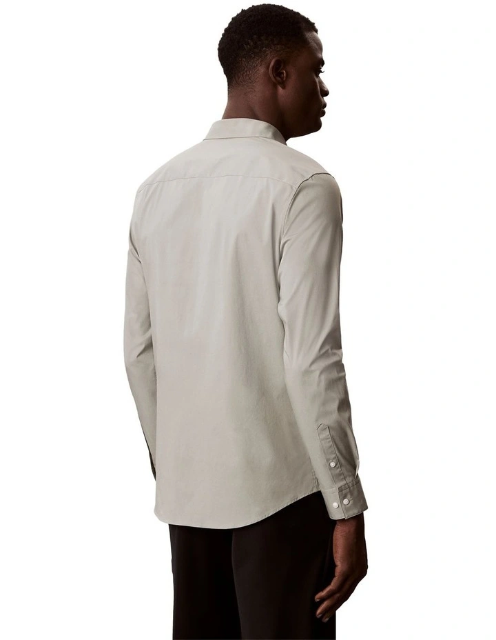 Solid Stretch Slim Long Sleeve Shirt in Shadow image 2