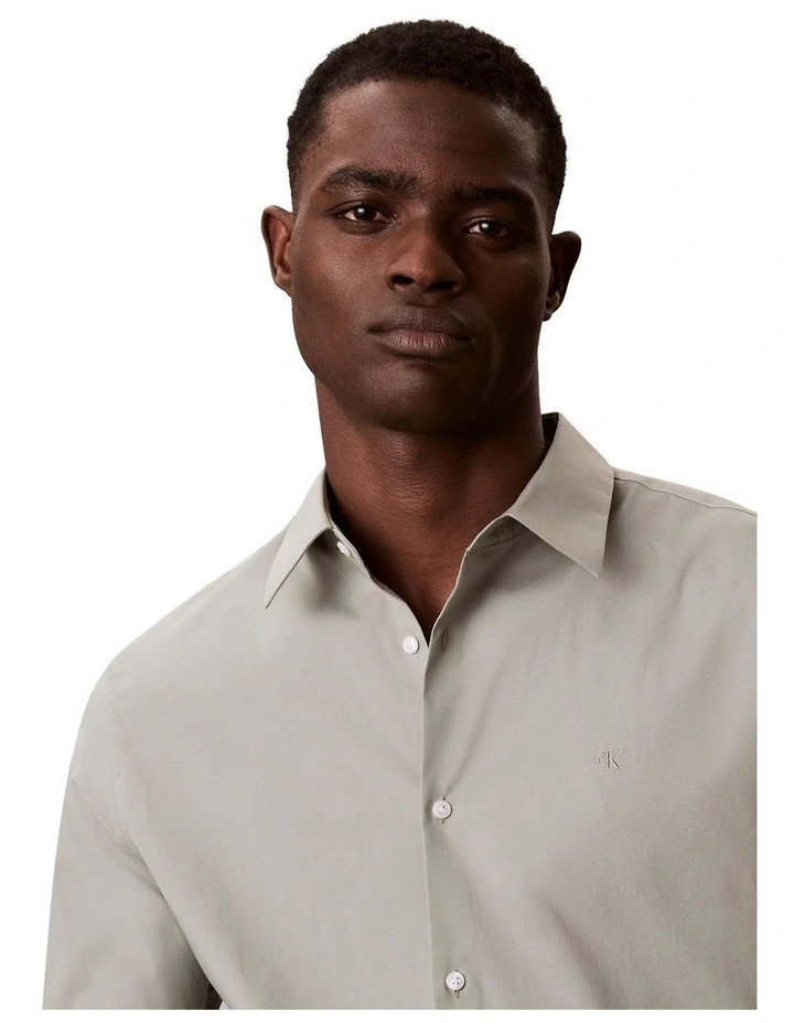 Solid Stretch Slim Long Sleeve Shirt in Shadow image 3