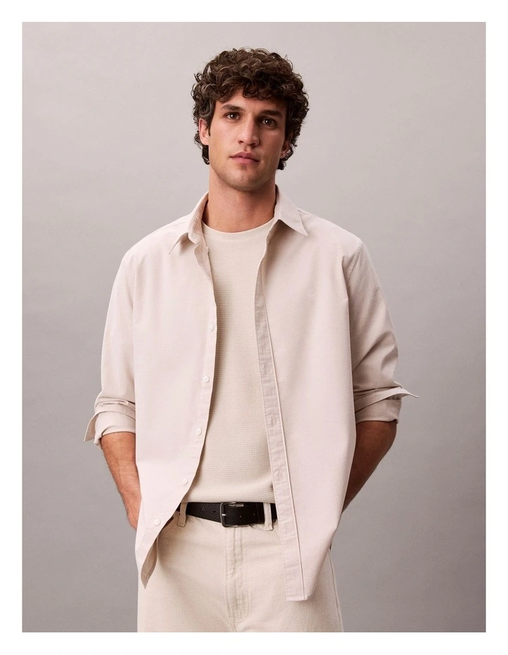 Solid Oxford Long Sleeve Shirt White Pepper image 1