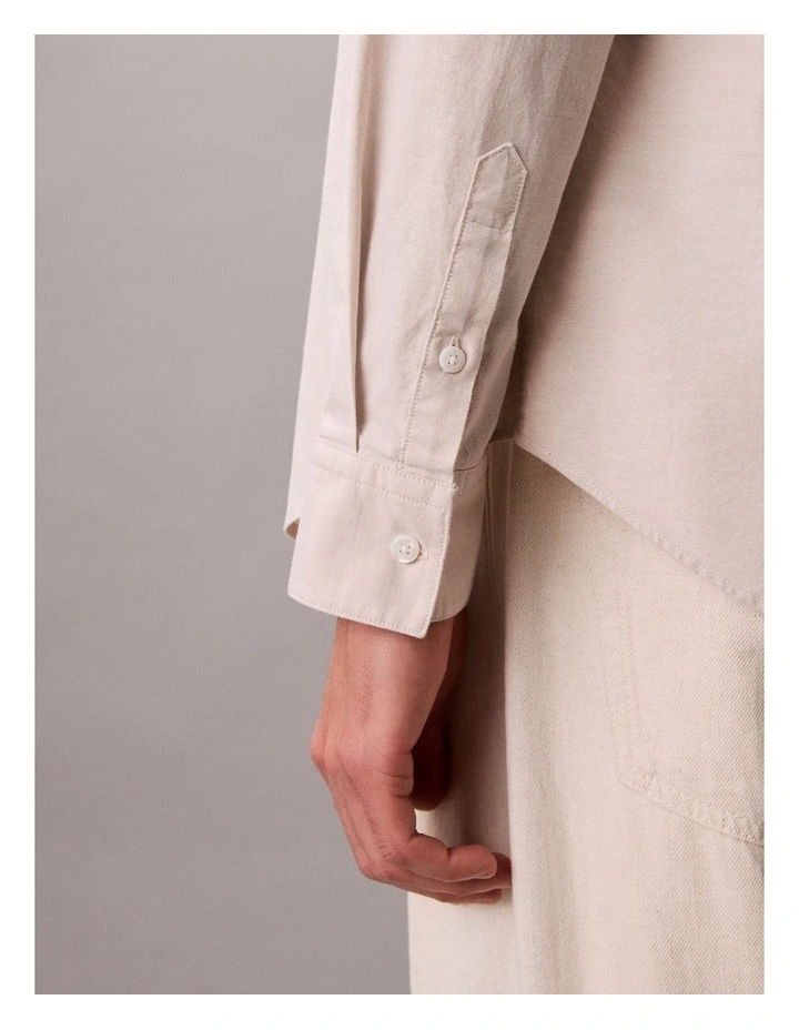 Solid Oxford Long Sleeve Shirt White Pepper image 3