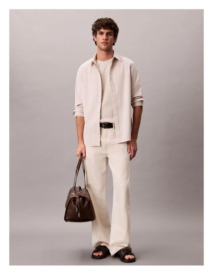 Solid Oxford Long Sleeve Shirt White Pepper image 5