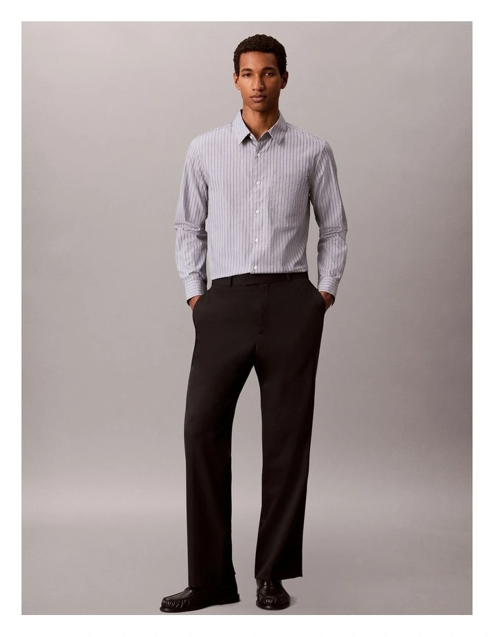 Striped Washed Poplin Long Sleeve Shirt in Blue Nomad image 5
