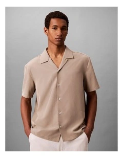 Lyocell Short Sleeve Easy Shirt in Roasted Cashew