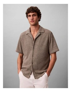 Mesh Camp Collar Shirt in Roasted Cashew