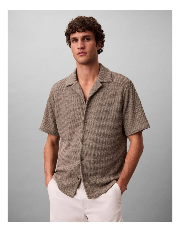 Mesh Camp Collar Shirt in Roasted Cashew image 1