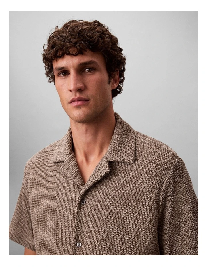 Mesh Camp Collar Shirt in Roasted Cashew image 4