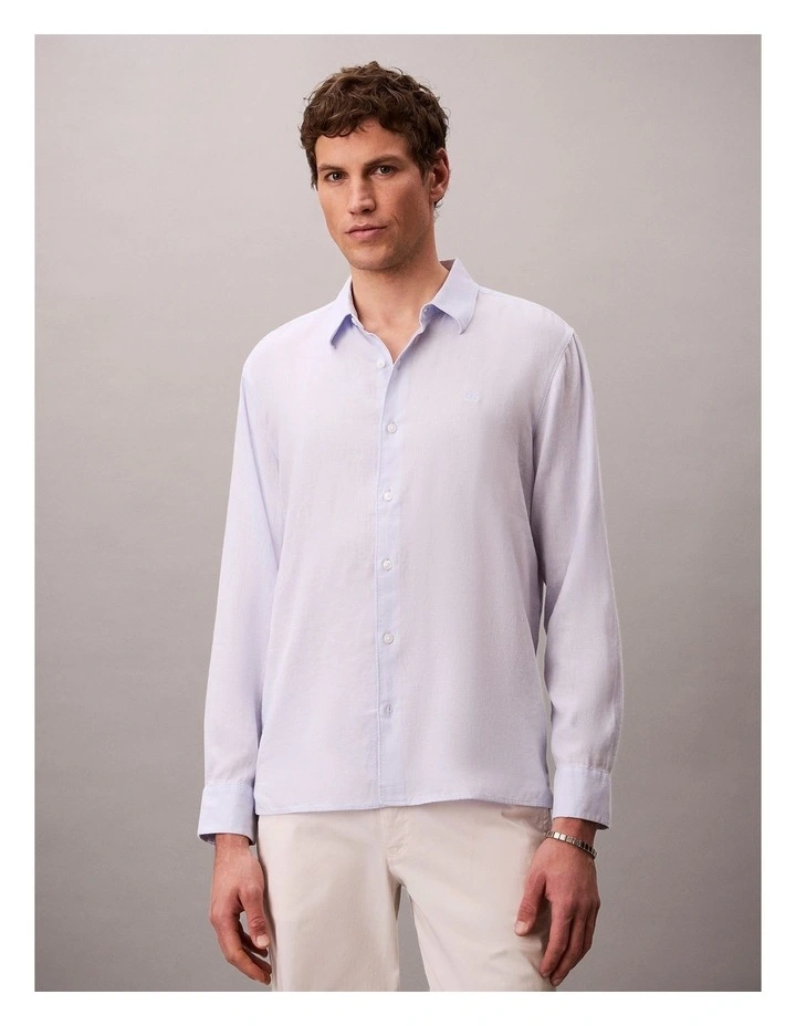 Linen Blend Classic Shirt in Heavenly Iris image 1