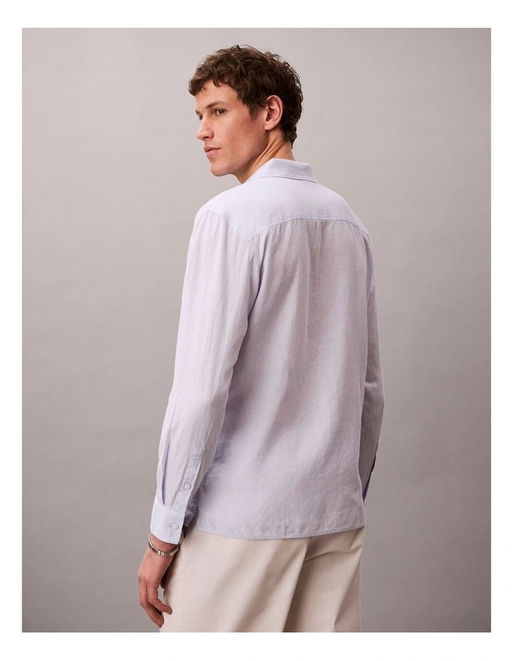 Linen Blend Classic Shirt in Heavenly Iris image 2