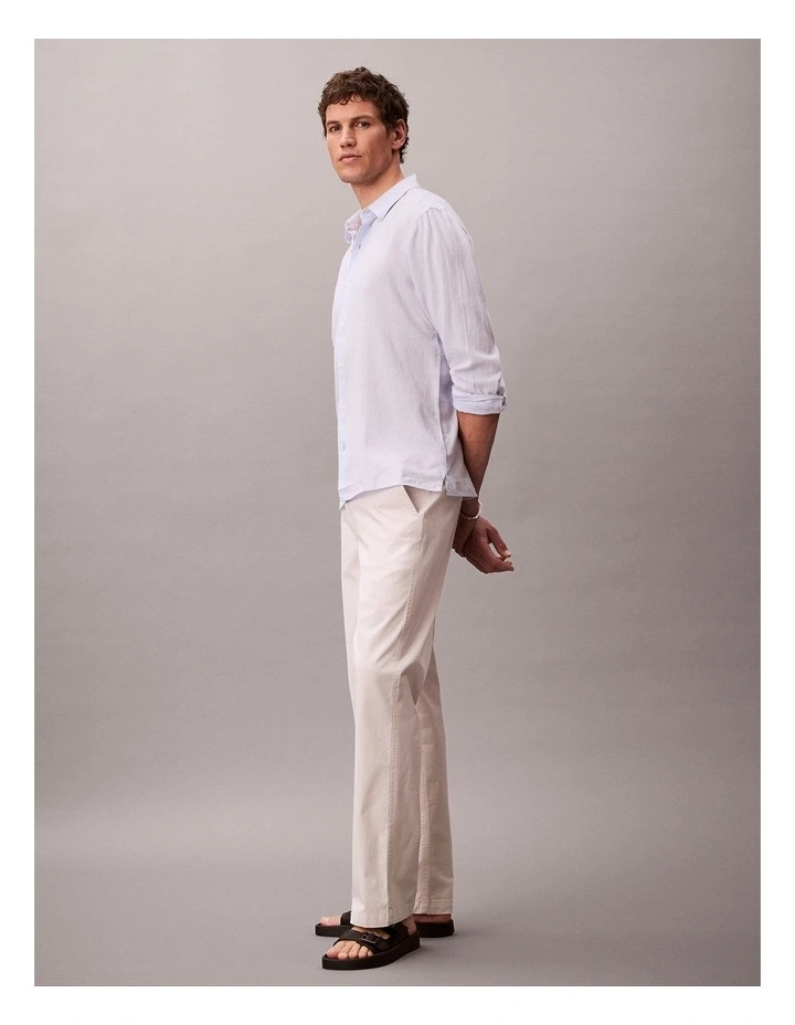 Linen Blend Classic Shirt in Heavenly Iris image 3