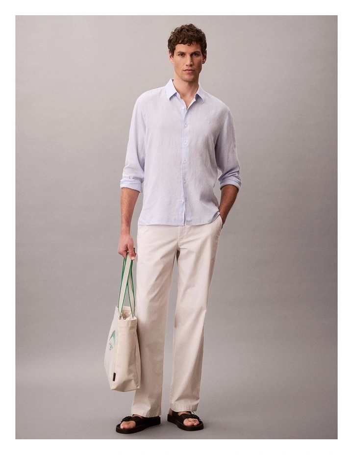 Linen Blend Classic Shirt in Heavenly Iris image 5