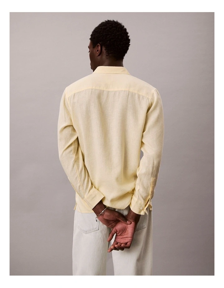 Linen Blend Classic Long Sleeve Shirt in Anise Flower image 2