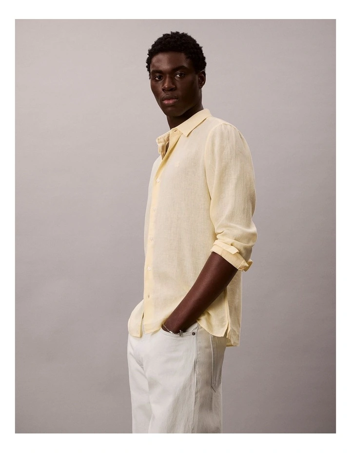 Linen Blend Classic Long Sleeve Shirt in Anise Flower image 3