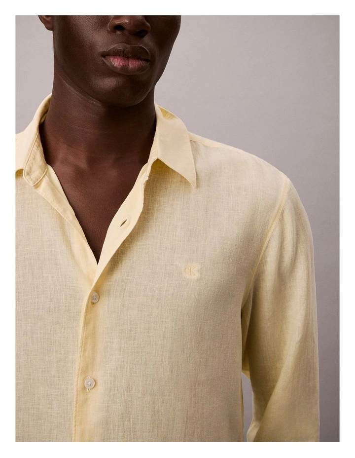 Linen Blend Classic Long Sleeve Shirt in Anise Flower image 4