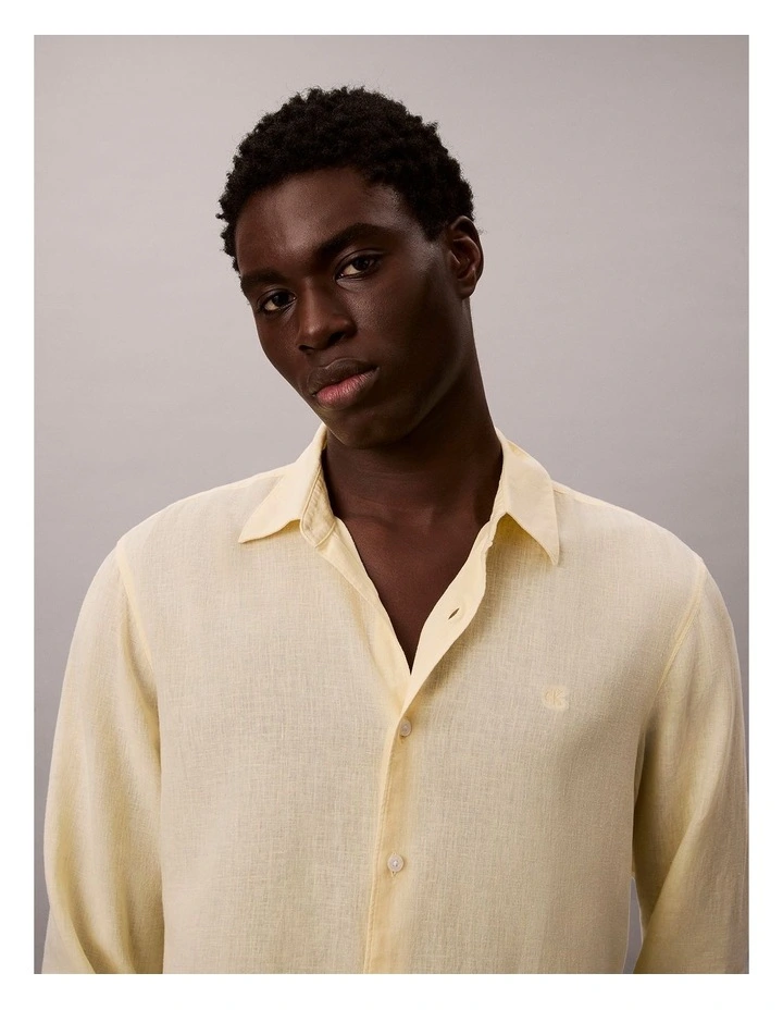 Linen Blend Classic Long Sleeve Shirt in Anise Flower image 5