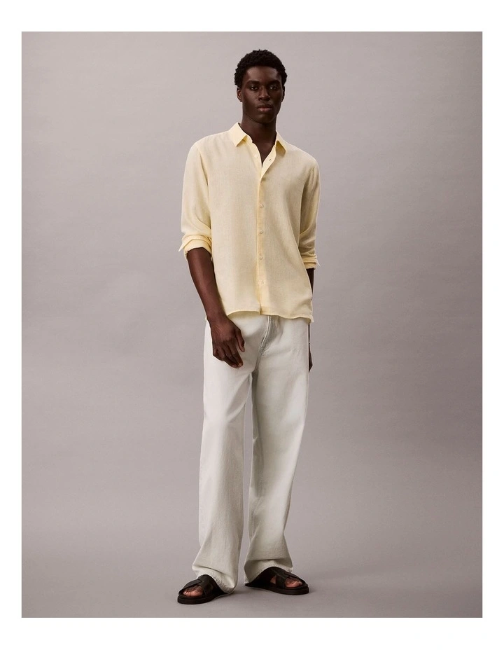 Linen Blend Classic Long Sleeve Shirt in Anise Flower image 6