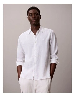 Solid Linen Blend Classic Shirt in Brilliant White