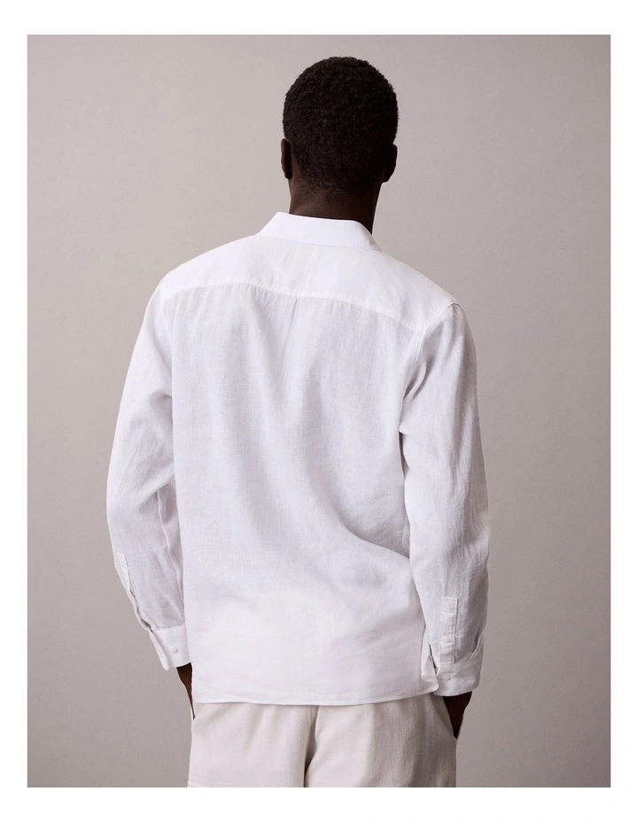 Solid Linen Blend Classic Shirt in Brilliant White image 2