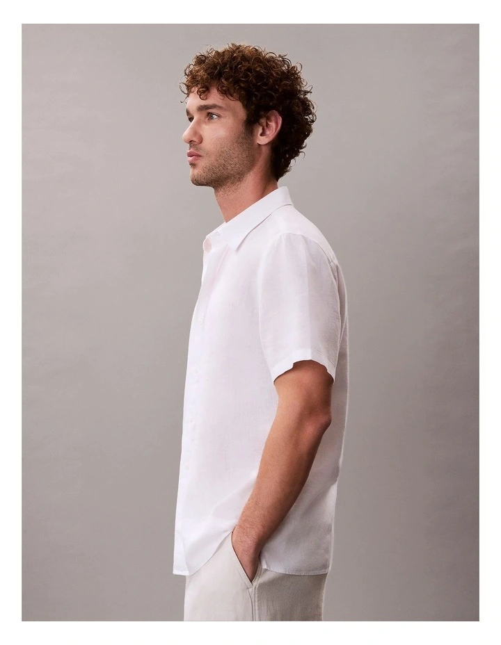 Linen Classic Button-Down Shirt in Brilliant White image 3