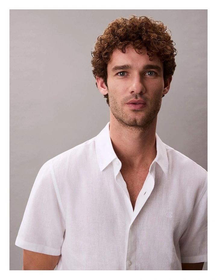 Linen Classic Button-Down Shirt in Brilliant White image 4