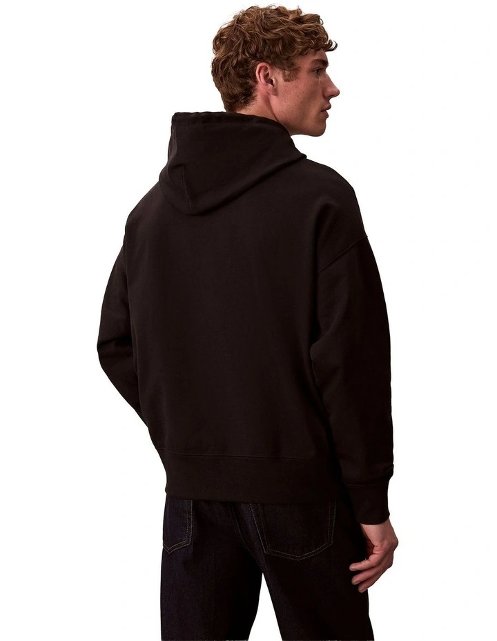 Premium Terry Emblem Hoodie in Black image 2