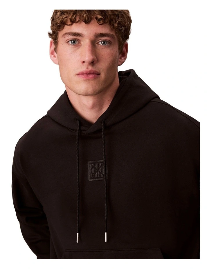Premium Terry Emblem Hoodie in Black image 4